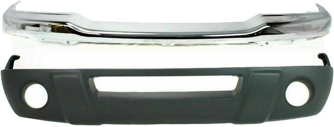 AUTOS PARTS PLUS Front Bumper Chrome Steel + Lower Valance Textured Direct Replacement Compatible With 2001-2003 Ford Ranger FO1002368 FO1095191 1L5Z17757CA 1L5Z17626DAA