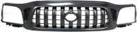 Front Grille Primed Shell & Insert + Headlights + Fillers + Corner Lamps Left Driver And Right Passenger Side Direct Replacement Compatible With 2001-2004 Toyota Tacoma