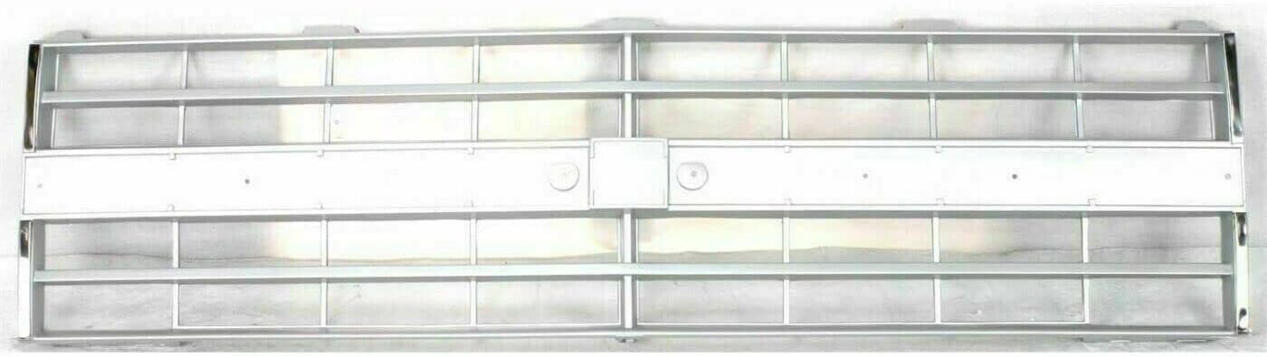 Front Bumper Chrome Without Impact Strip + Grille Silver Shell And Insert + Headlamp Bezels Right & Left Side Direct Replacement Compatible With Chevrolet/GMC C/K-Series 1985-1987