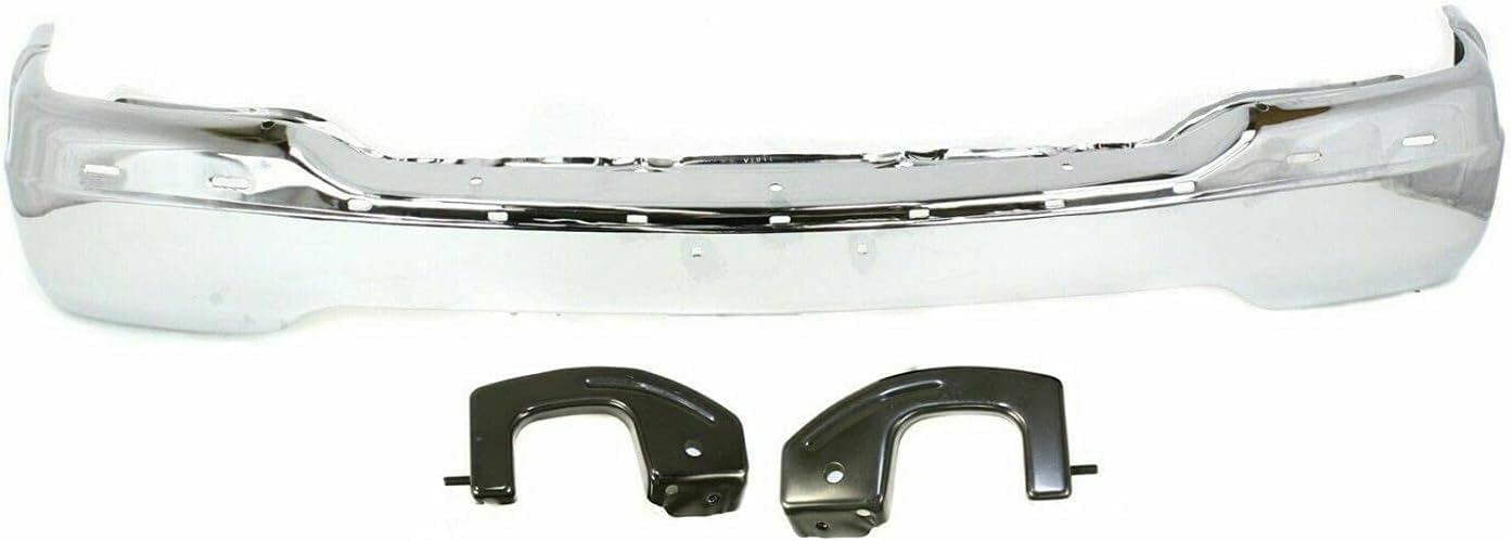 AUTOS PARTS PLUS Front Bumper Chrome Steel With Brackets + Upper Cover Primed + Valance Textured Direct Replacement Compatible With 1999-2002 GMC Sierra/ 2000-2006 Yukon 1500 2500 GM1051104