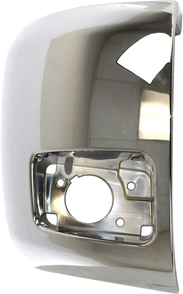 Front Bumper End Cap Chrome Plastic With Fog Light Holes Right Passenger Side Direct Replacement Compatible With 2007-2013 Chevrolet Silverado 1500 GM1005156 20985758