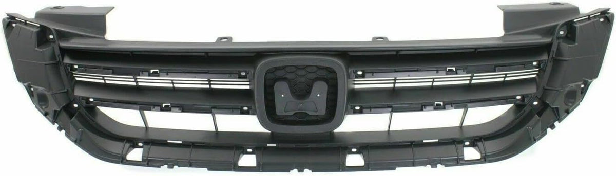 Front Bumper Upper & Lower Grille Textured + Molding + Set of 4 Trim Chrome Left Driver & Right Passenger Side Direct Replacement Compatible With 2013-2015 Honda Accord HO1036114