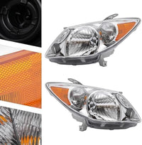 Set Of 2 Front Head Light Assembly Plastic Left Driver & Right Passenger Side Direct Replacement Compatible With 2005-2008 Pontiac Vibe GM2503249 GM2502249 88973539 88973540