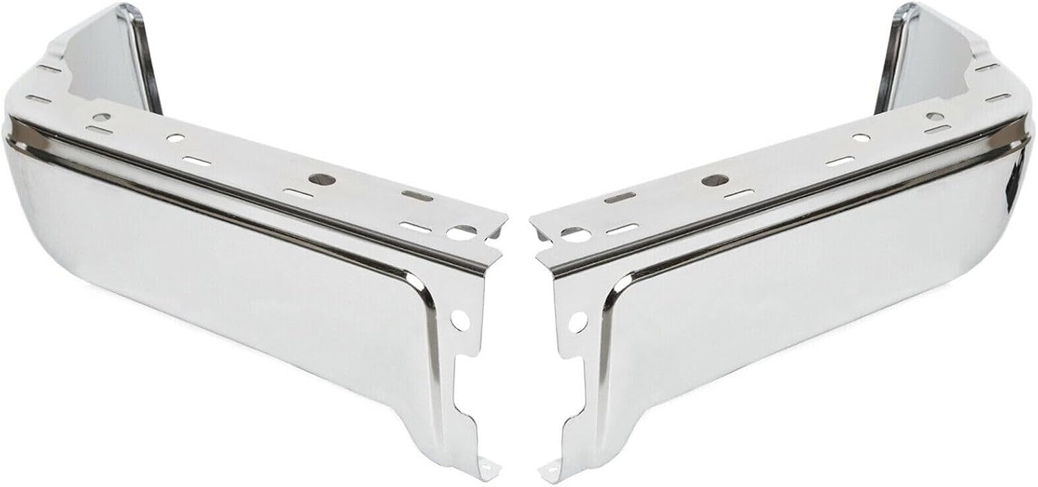 Set Of 2 Rear Bumper Face Bar End Cap Chrome Steel Left Driver & Right Passenger Side Direct Replacement Compatible With 2009-2014 Ford F-150 FO1102372 FO1102373 9L3Z17906B