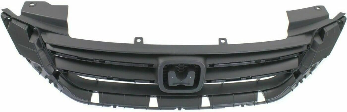 Front Bumper Upper & Lower Grille Textured + Molding + Set of 4 Trim Chrome Left Driver & Right Passenger Side Direct Replacement Compatible With 2013-2015 Honda Accord HO1036114