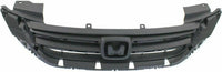 Front Bumper Upper & Lower Grille Textured + Molding + Set of 4 Trim Chrome Left Driver & Right Passenger Side Direct Replacement Compatible With 2013-2015 Honda Accord HO1036114