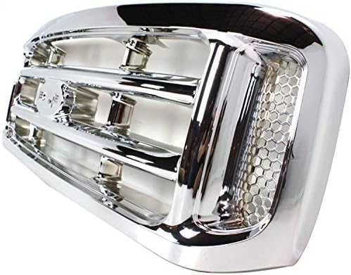 Front Grille Chrome Shell And Insert Plastic Direct Replacement Compatible With 1999-2004 Ford F-Series Super Duty FO1200417 F81Z8200