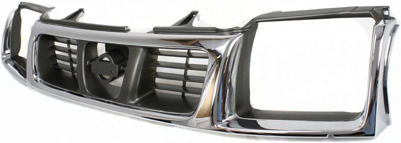 Front Grille Chrome Shell & Black Insert Direct Replacement Compatible With 1998-2000 Nissan Frontier NI1200183 623103S510