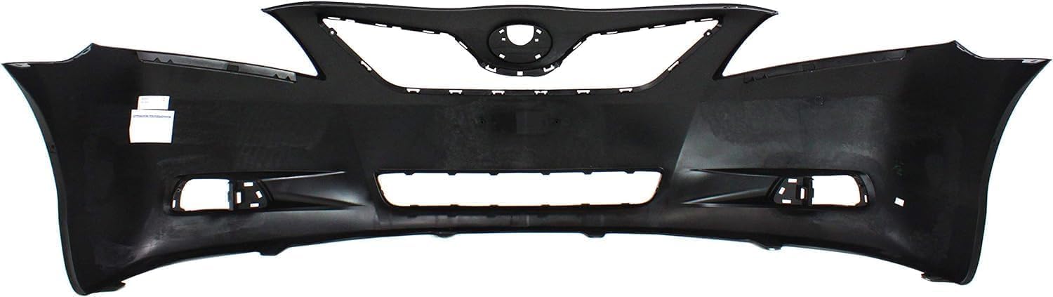 Front Bumper Cover Primed + Upper Grille Black Shell & Insert + Lower Textured Direct Replacement Compatible With 2007-2009 Toyota Camry TO1036103 TO1000329 TO1200288 5311206010
