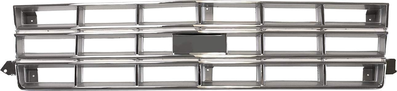 Front Grille Chrome Shell And Insert Direct Replacement Compatible With 1983-1990 Chevrolet S10 Blazer / 1982-1990 Pickup GM1200334 14027187