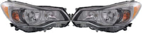 Front Bumper Cover Primed + Grille With Chrome Trims + Fog Lamps + Head Lights Left Driver And Right Passenger Side Direct Replacement Compatible With 2013-2015 Subaru XV Crosstrek