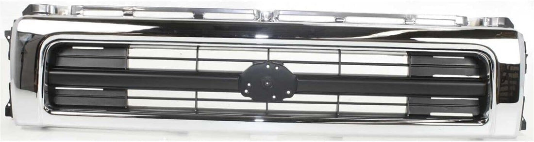 Front Bumper Chrome + Lower Valance Primed + Grille + Bracket + Signal Light Left Driver & Right Passenger Side Direct Replacement Compatible With 1992-1995 Toyota Pickup TO1200149