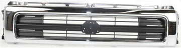 Front Bumper Chrome + Lower Valance Primed + Grille + Bracket + Signal Light Left Driver & Right Passenger Side Direct Replacement Compatible With 1992-1995 Toyota Pickup TO1200149