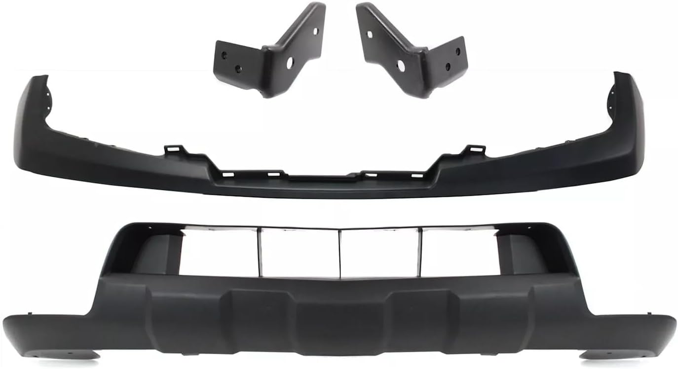 Front Bumper Upper Cover Primed Steel + Lower Valance + Stay Brackets Right Passenger & Left Driver Side Direct Replacement Compatible With 2005-2019 Nissan Frontier NI1014100