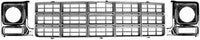 Front Grille Argent Shell And Insert + Head Lights Door Bezel Chrome Left & Right Side Direct Replacement Compatible With 1979-1980 Chevrolet/GMC C/K Series/Suburban
