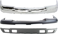 Front Bumper Face Bar Chrome Steel + Upper Cover + Lower Valance Textured Gray Direct Replacement Compatible With 2002-2006 Chevrolet Silverado 1500 GM1002416 GM1051110