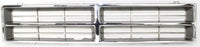 Front Grille Insert Chrome Plastic + Headlight Bezels Painted Silver Right Passenger & Left Driver Side Direct Replacement Compatible With Dodge Full Size Pickup 1986-1990 CH1200103