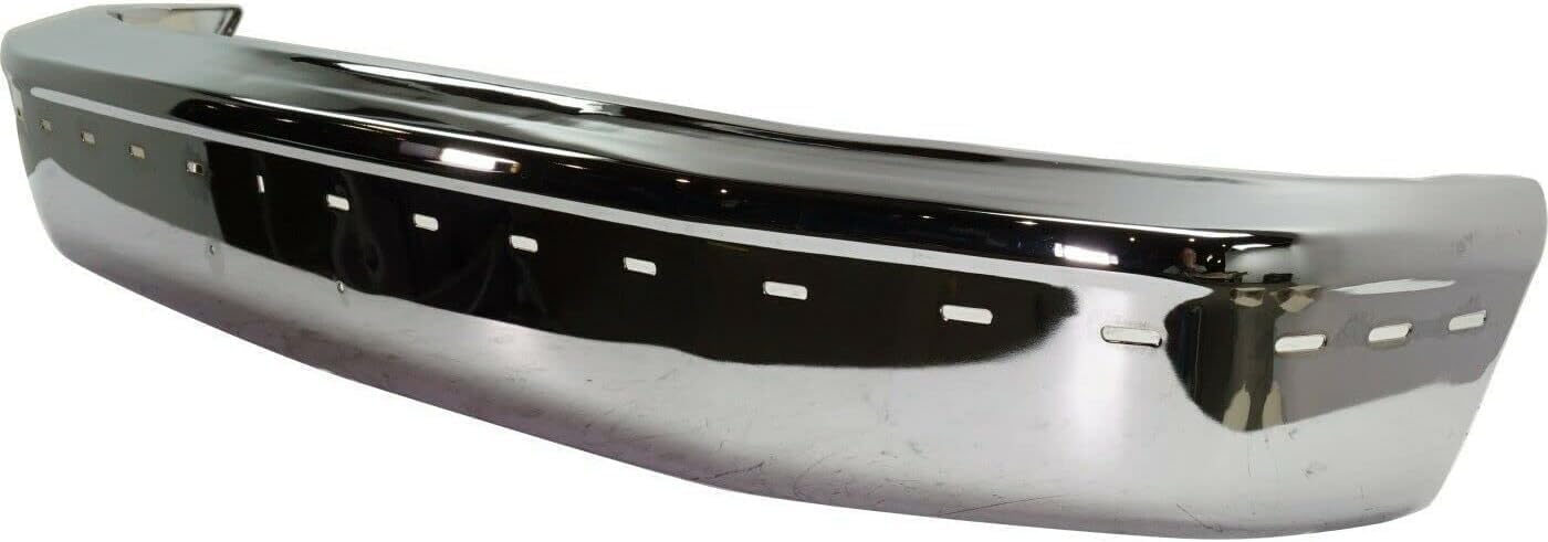Front Bumper Chrome without Air Holes + Molding + Lower Valance Panel Textured Direct Replacement Compatible With Ford F-150 / Bronco 1992-1996 FO1002237 FO1057220 FO1095154