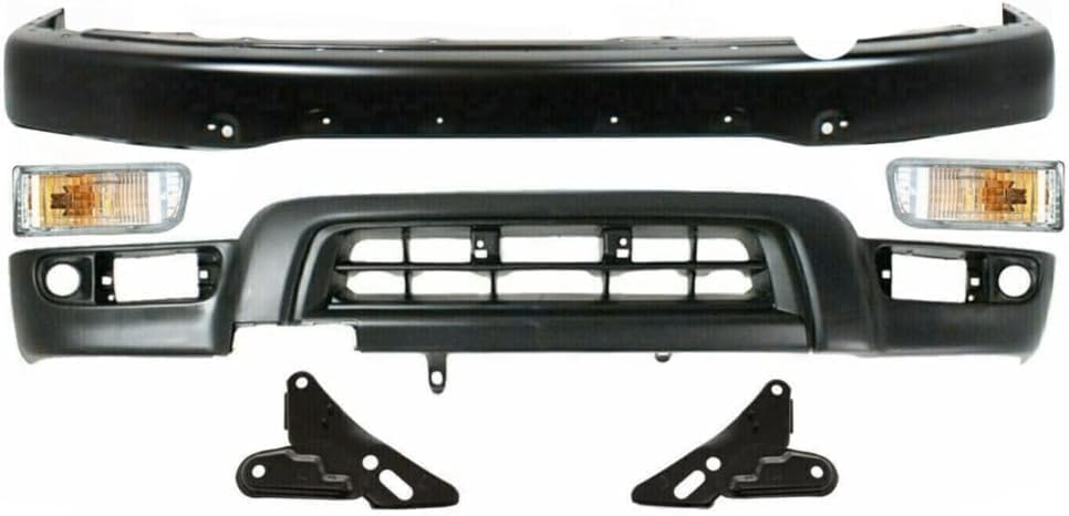 Front Bumper Face Bar Steel + Lower Valance Panel Primed + Signal Light Assembly + Mounting Brackets Left & Right Side Direct Replacement Compatible With 1999-2002 Toyota 4Runner