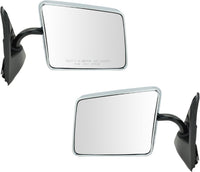 Set Of 2 Front Mirror Manual Adjust & Folding Non-Heated Chrome Left Driver & Right Passenger Side Direct Replacement Compatible With 1982-1993 Chevrolet S10 Pickup / 1983-1994 Blazer