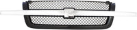 Front & Rear Bumper Chrome Steel + Grille + Upper Cover + Lower Valance Air Deflector Textured Direct Replacement Compatible With 2003-2006 Chevrolet Silverado 2500HD 3500 GM1051109
