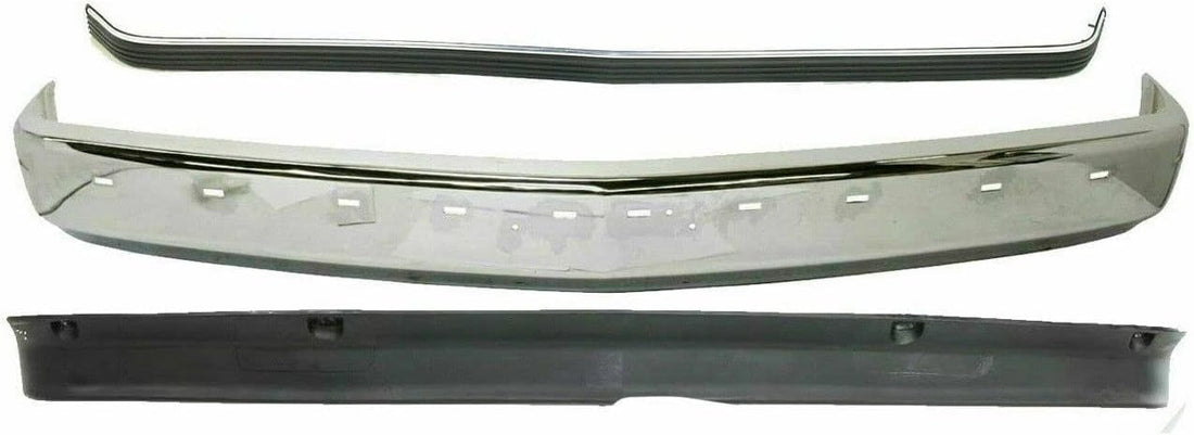 AUTOS PARTS PLUS Front Bumper Face Bar Chrome Steel + Molding Impact Strip + Lower Valance Air Deflector Primed Direct Replacement Compatible With 1988-2000 Chevrolet C/K Series GM1002802 GM1057127