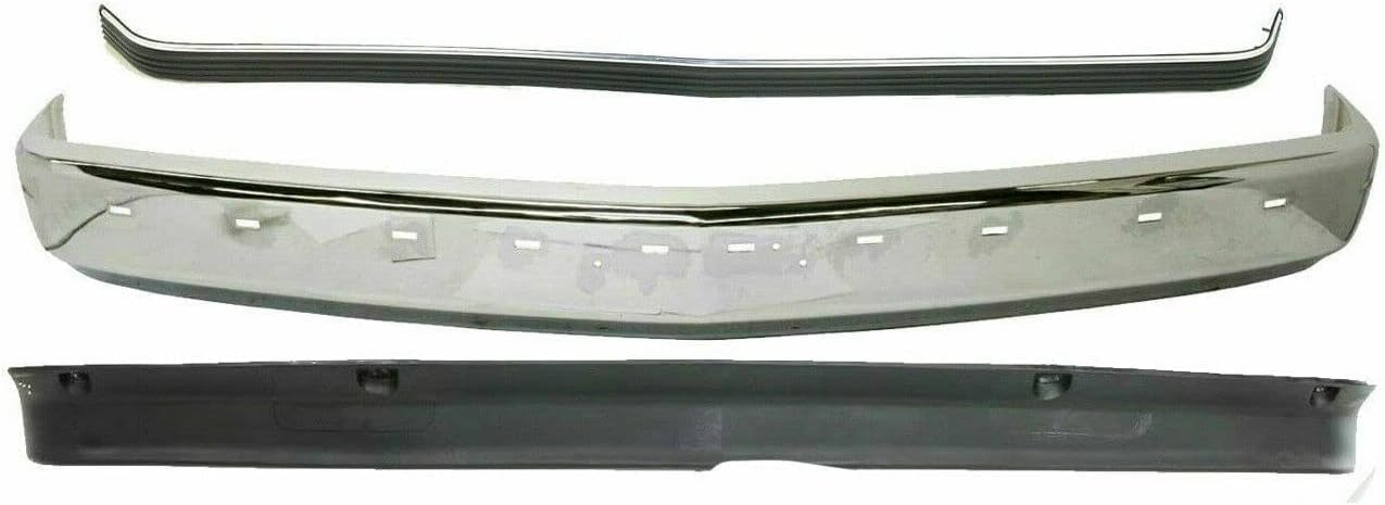 AUTOS PARTS PLUS Front Bumper Face Bar Chrome Steel + Molding Impact Strip + Lower Valance Air Deflector Primed Direct Replacement Compatible With 1988-2000 Chevrolet C/K Series GM1002802 GM1057127