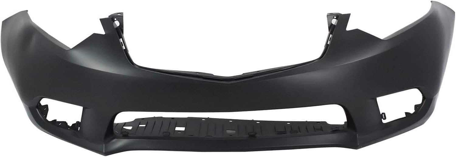 Front Bumper Cover Primed Plastic + Upper & Lower Grille + Fog Light + Trim & Molding Left Driver & Right Passenger Side Direct Replacement Compatible With 2011-2014 Acura TSX