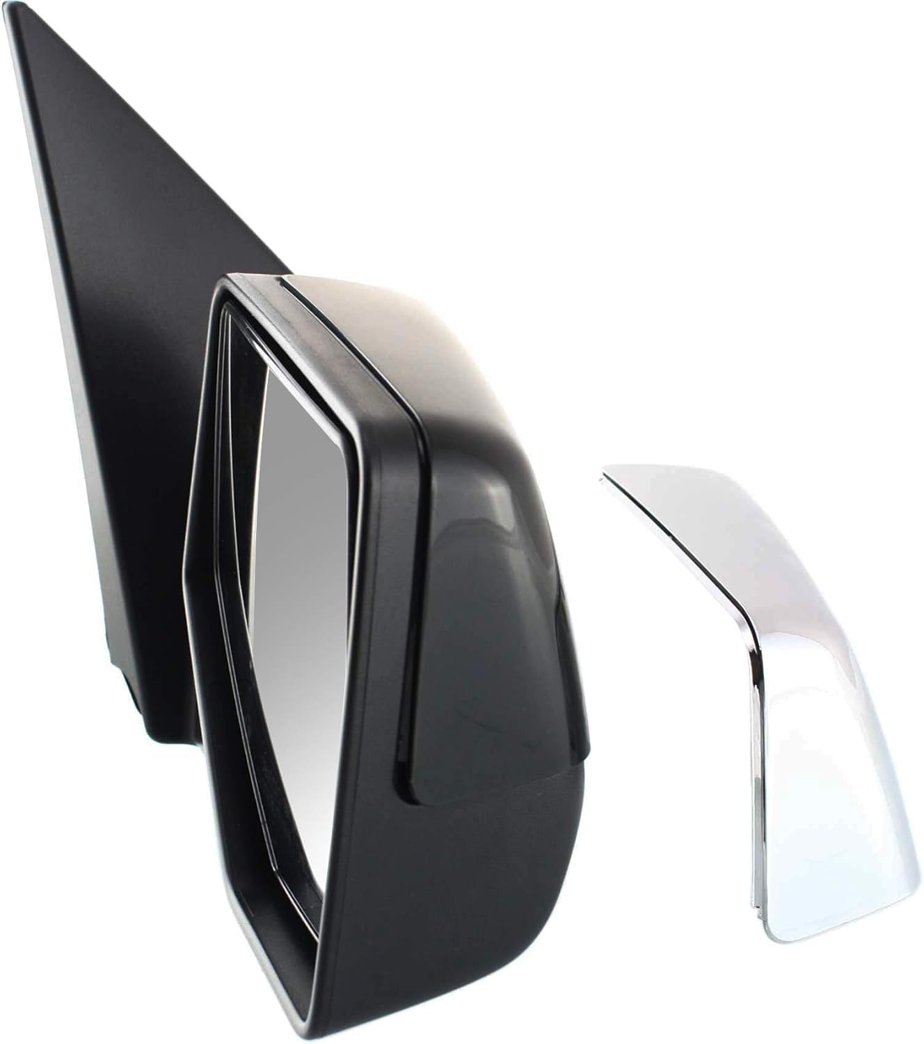 Front Power Mirror Manual Folding Non-Heated Primed With Chrome 2 Caps Right Passenger Side Direct Replacement Compatible With 2006-2010 Ford Explorer FO1321279 FO1321417