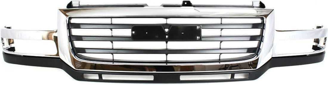 Front Grille Chrome Shell/Black Insert Direct Replacement Compatible With 2003-2006 GMC Sierra 2500HD 3500HD GM1200568 19130795