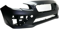 Front Bumper Cover Primed Plastic + Fog Lights Cover Left Driver & Right Passenger Side Direct Replacement Compatible With 2015-2017 Subaru WRX