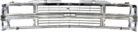 Front Grille Chrome Shell & Black Insert With Dual Beam + Bumper Center Filler Primed Direct Replacement Compatible With Chevrolet C/K Series 1994-2000 GM1200238 GM1087180 12376285
