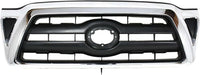 Front Bumper Cover Textured + Grille Chrome Shell/Black Insert Direct Replacement Compatible With 2005-2008 Toyota Tacoma TO1200268 TO1000304 5211904010 5310004360