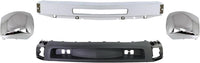 Front Bumper + Grille + Hood Molding + End Caps Chrome + Lower Valance Textured + Brackets Left & Right Side Direct Replacement Compatible with 2007-2010 Chevy Silverado 2500HD 3500HD