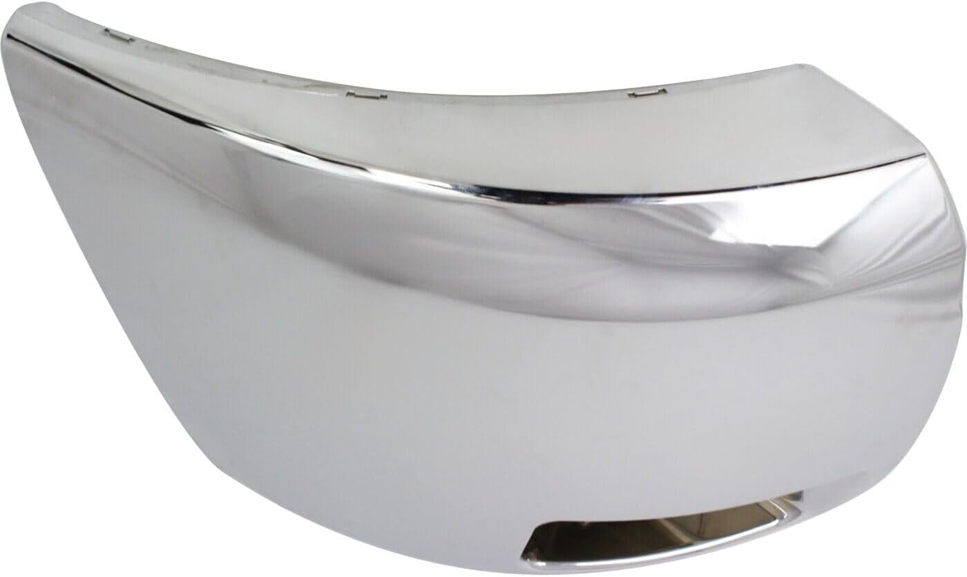 Front Bumper End Cap With Fog Light Hole Chrome Plastic Right Passenger Side Direct Replacement Compatible With 2007-2012 Chevrolet Silverado 2500 HD 3500 HD GM1017108 15839252