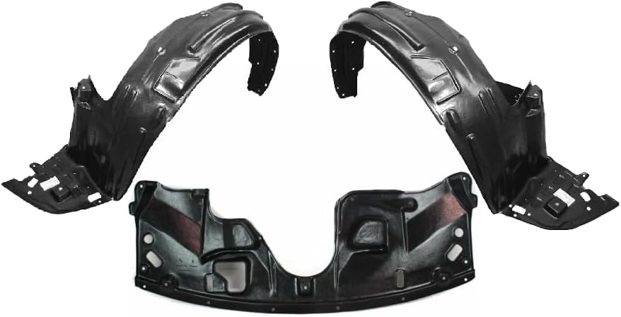 Front Engine Splash Shield + Fender Liner Left Driver & Right Passenger Side Direct Replacement Compatible With 2005-2007 Honda Odyssey HO1228104 HO1248123 HO1249124