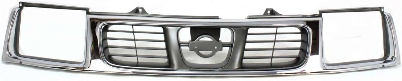 Front Grille Chrome Shell & Black Insert Direct Replacement Compatible With 1998-2000 Nissan Frontier NI1200183 623103S510