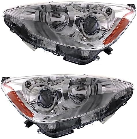 Set Of 2 Front Headlight Assembly Halogen Right Passenger & Left Driver Side Direct Replacement Compatible With 2012-2014 Toyota Prius C TO2503214 TO2502214 8111052E81 8115052E81