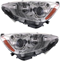 Set Of 2 Front Headlight Assembly Halogen Right Passenger & Left Driver Side Direct Replacement Compatible With 2012-2014 Toyota Prius C TO2503214 TO2502214 8111052E81 8115052E81