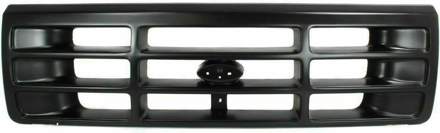 Front Header Panel + Grille + Bezels Primed Left Driver & Right Passenger Side Direct Replacement Compatible With 1992-1997 Ford F-150 F-250 F-350 FO1220113 FO1200172 FO2512131