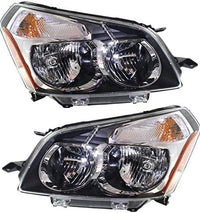 Front Bumper Cover Primed Plastic + Upper & Lower Grille + Headlight + Fog Light Cover Left Driver & Right Passenger Side Direct Replacement Compatible With 2009-2010 Pontiac Vibe