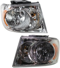 Set Of 2 Front Headlight Assembly With Chrome Interior Left Driver & Right Passenger Side Direct Replacement Compatible With 2007-2009 Dodge Durango CH2518121 CH2519121 55078017AI