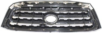 Front Grille Assembly Chrome Shell With Silver Insert Plastic Direct Replacement Compatible With 2008-2017 Toyota Sequoia TO1200329 531000C190