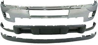 Front Bumper Chrome Steel + Lower Valance Air Deflector + Extension Textured Direct Replacement Compatible With 2011-2014 Chevrolet Silverado 2500HD 3500HD GM1095195 GM1092213