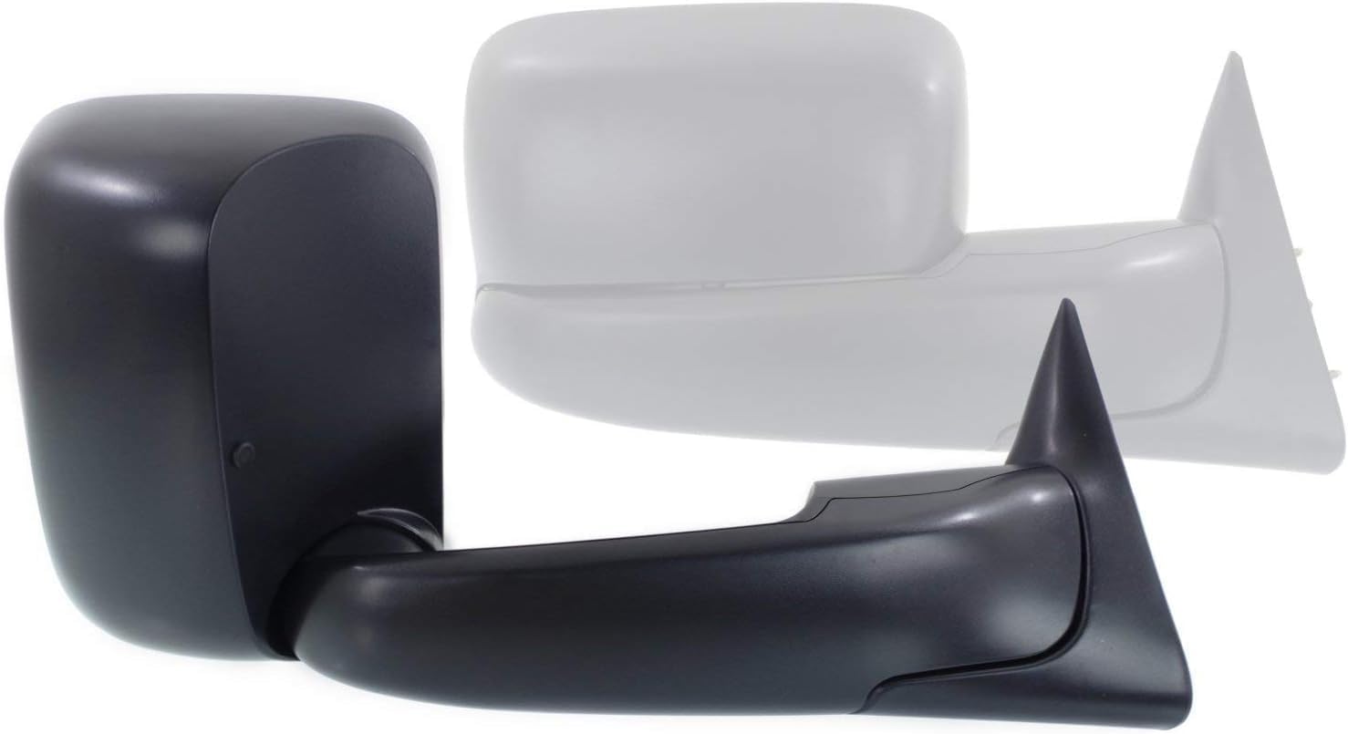 Set OF 2 Front Towing Mirror Manual Adjust Non-Heated Textured Left Driver And Right Passenger Side Direct Replacement Compatible With 1994-2001 Dodge Ram 1500/1994-2002 2500 3500