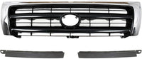 Front Grille Chrome Shell/Painted Dark Argent Insert + Headlight Fillers Left Driver & Right Passenger Side Direct Replacement Compatible With 1998-2000 Toyota Tacoma TO1200213