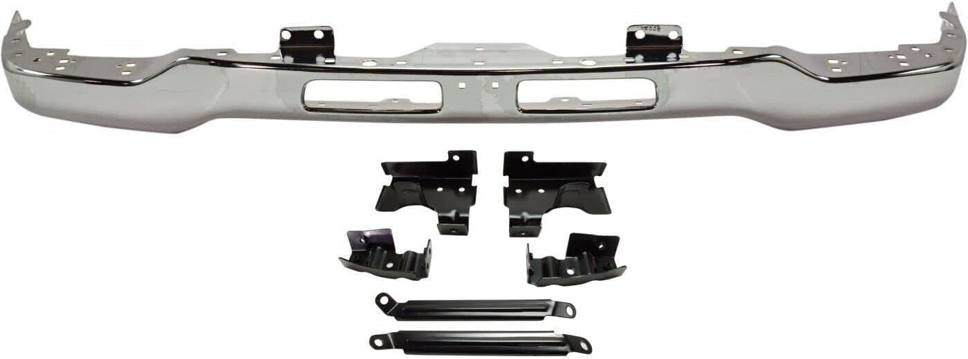 Front Bumper Steel + Grille Chrome + Lower Valance Primed + Fog Light Assembly Right & Left Side Direct Replacement Compatible With GMC Sierra 2500HD 3500 2003-2006 GM1200568