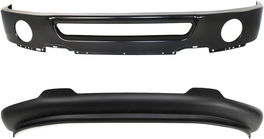 Front Bumper Face Bar Primed Steel + Lower Valance Spoiler Textured Direct Replacement Compatible With 2006-2008 Ford F-150 FO1002401 FO1093107 6L3Z17626AAA 6L3Z17757DAPTM