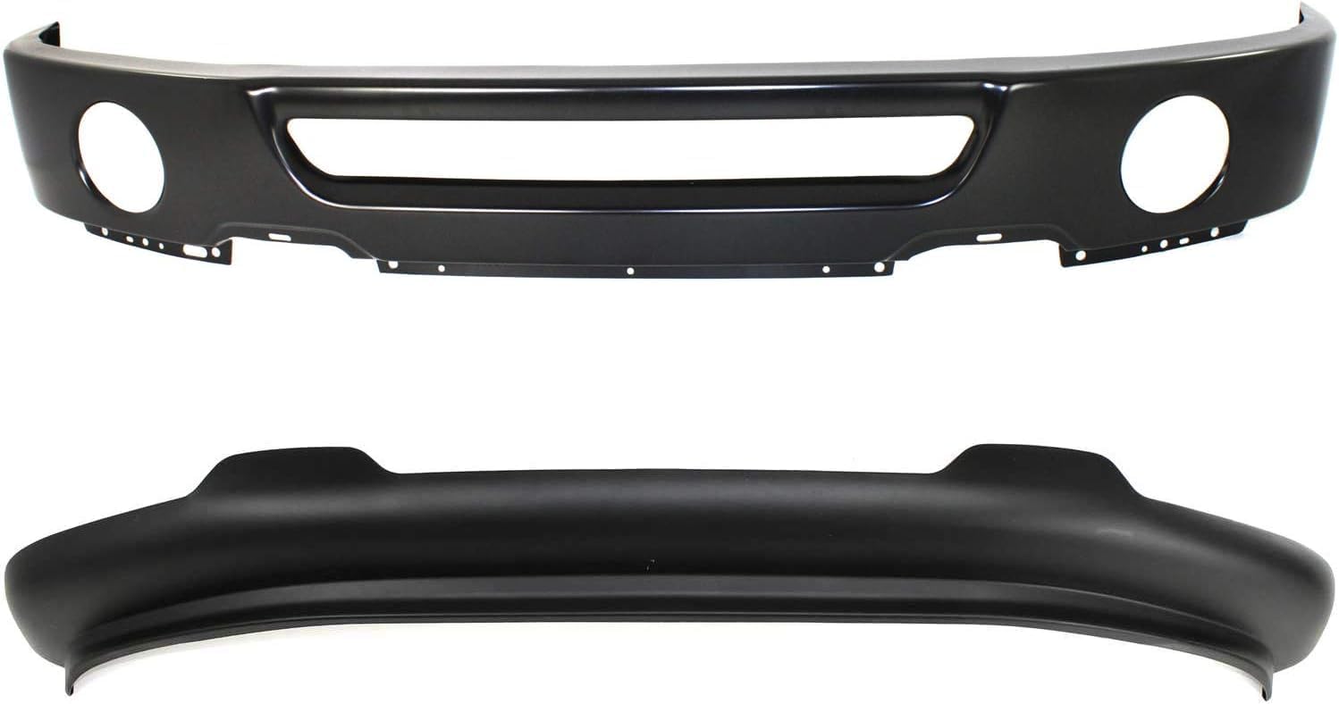 Front Bumper Face Bar Primed Steel + Lower Valance Spoiler Textured Direct Replacement Compatible With 2006-2008 Ford F-150 FO1002401 FO1093107 6L3Z17626AAA 6L3Z17757DAPTM