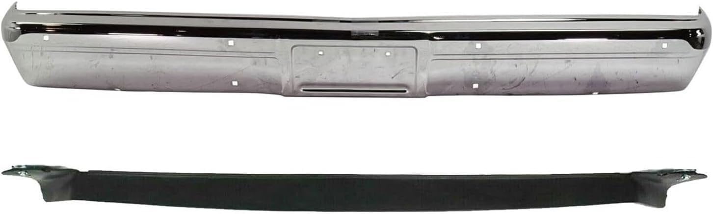 Front Bumper Face Bar Chrome Steel + Lower Valance Air Deflector Primed Plastic Direct Replacement Compatible With 1989-1991 Chevrolet/GMC C/K Full Size Pickup GM1002142 GM1092122